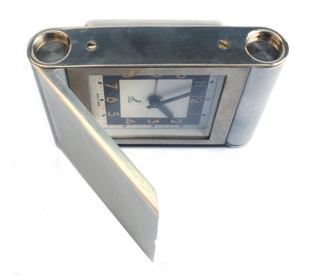 Art Deco Chrome Cased Travel Alarm by JAZ, c1930 View VIII