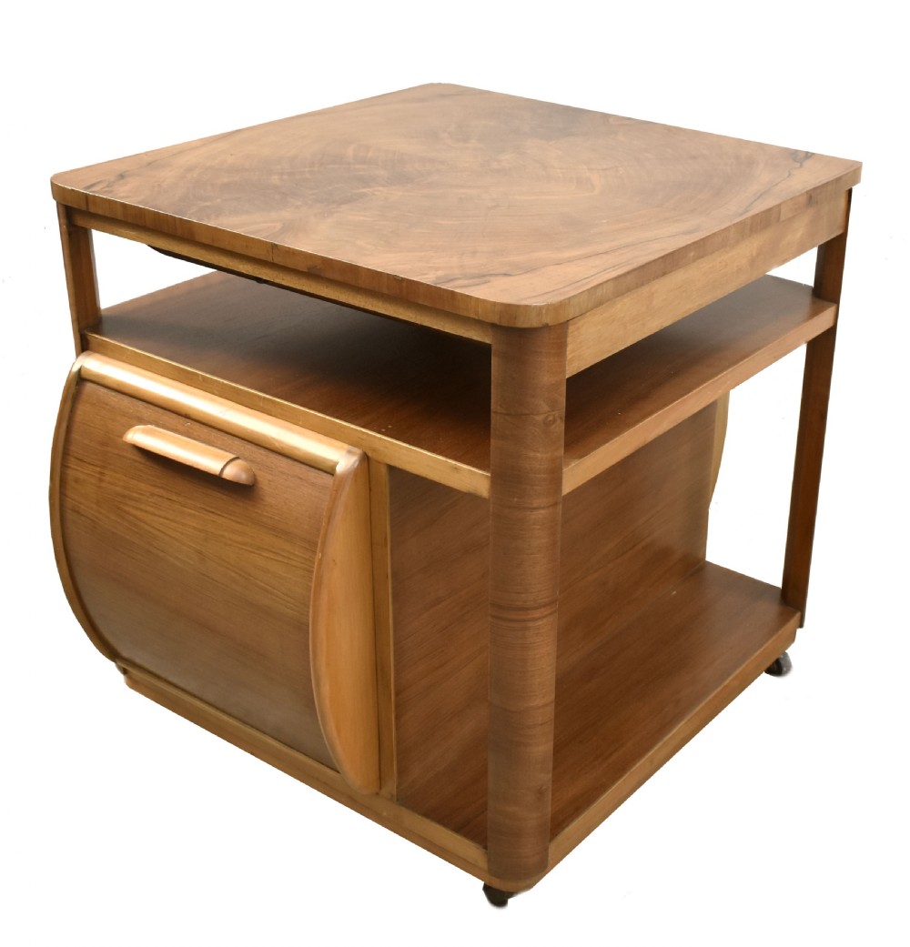 Art Deco Walnut Cocktail Cabinet On Casters, c1930