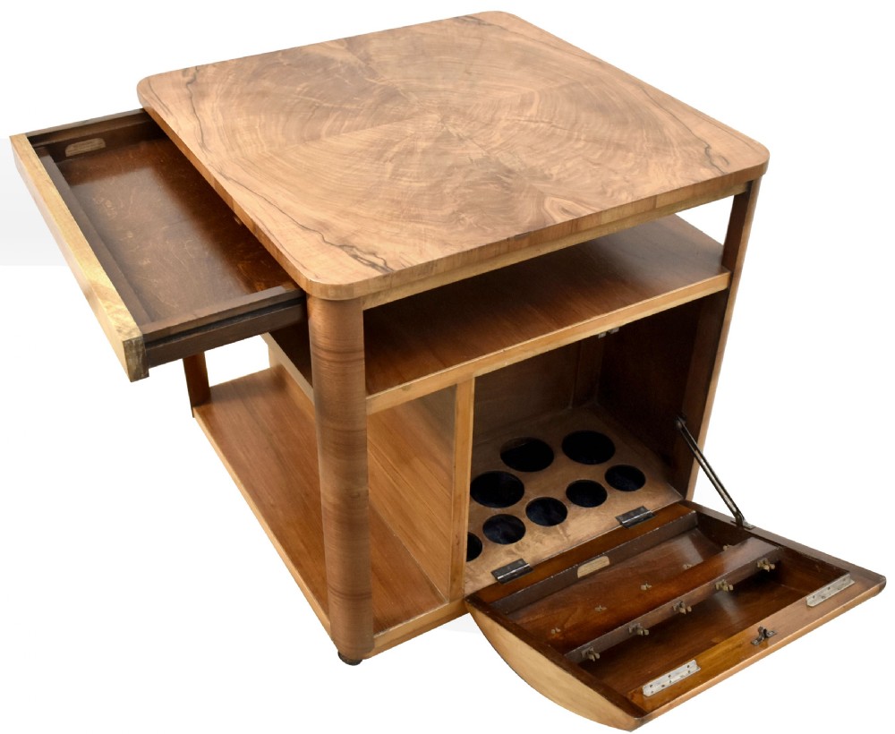 Art Deco Walnut Cocktail Cabinet On Casters, c1930 View II
