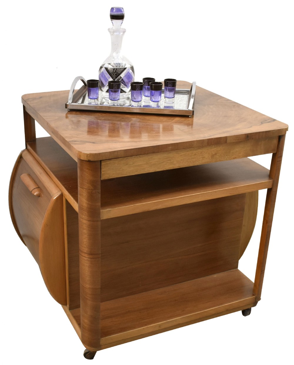 Art Deco Walnut Cocktail Cabinet On Casters, c1930 View IV