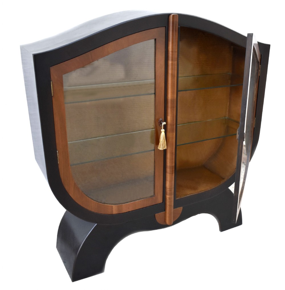 Art Deco Ebonized & Walnut Glass Cabinet, c1930 View II