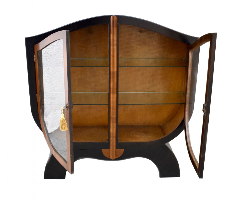 Art Deco Ebonized & Walnut Glass Cabinet, c1930 View IV