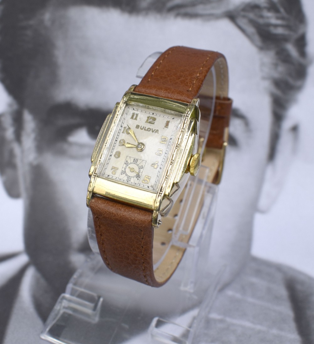 Art Deco Gents Watch, 10k Gold, By Bulova, Serviced, c1936 View IV