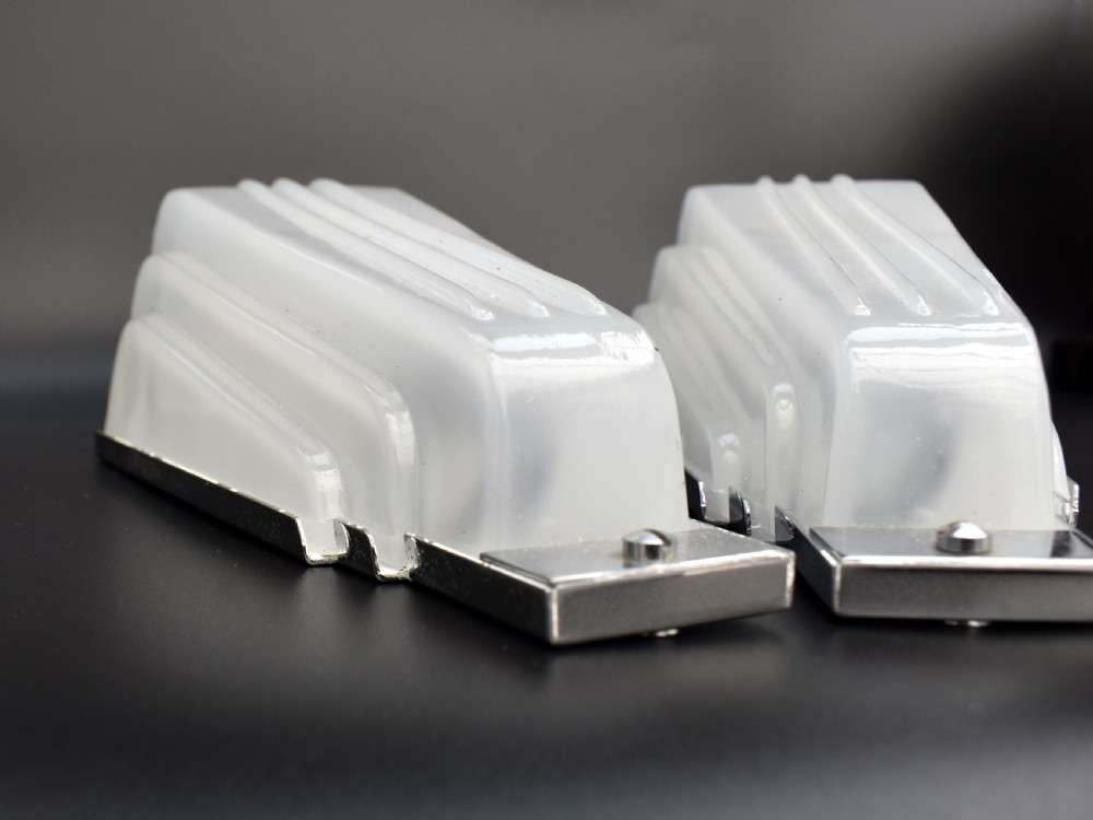 Art Deco Pair Of Odeon Opaque Glass Wall Lights, c1930 View VIII