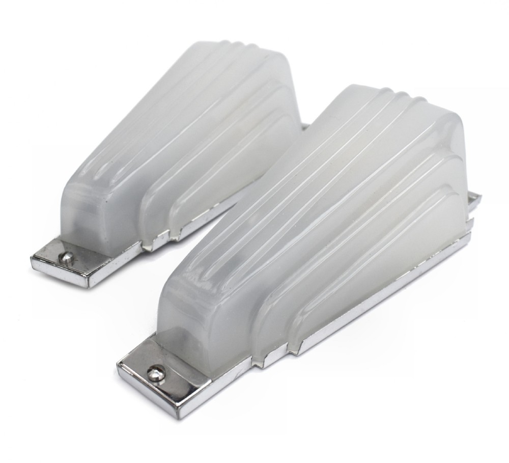 Art Deco Pair Of Odeon Opaque Glass Wall Lights, c1930 View XI