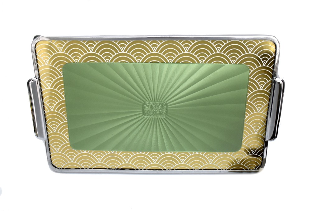 Art Deco Chrome & Glass Drinks Tray, 1930's