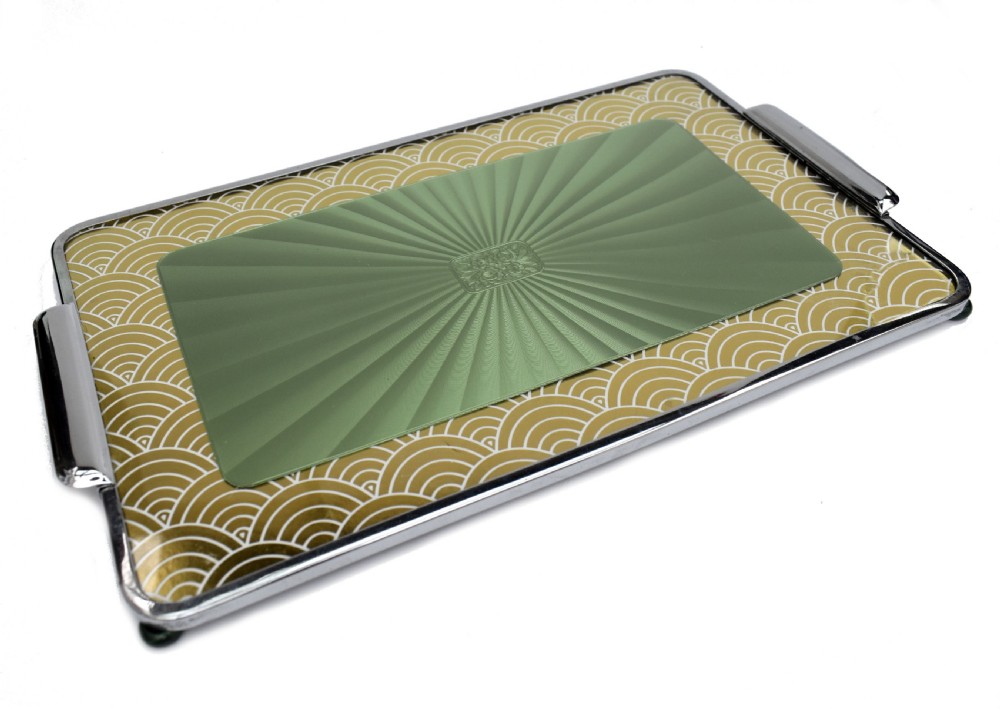 Art Deco Chrome & Glass Drinks Tray, 1930's View II