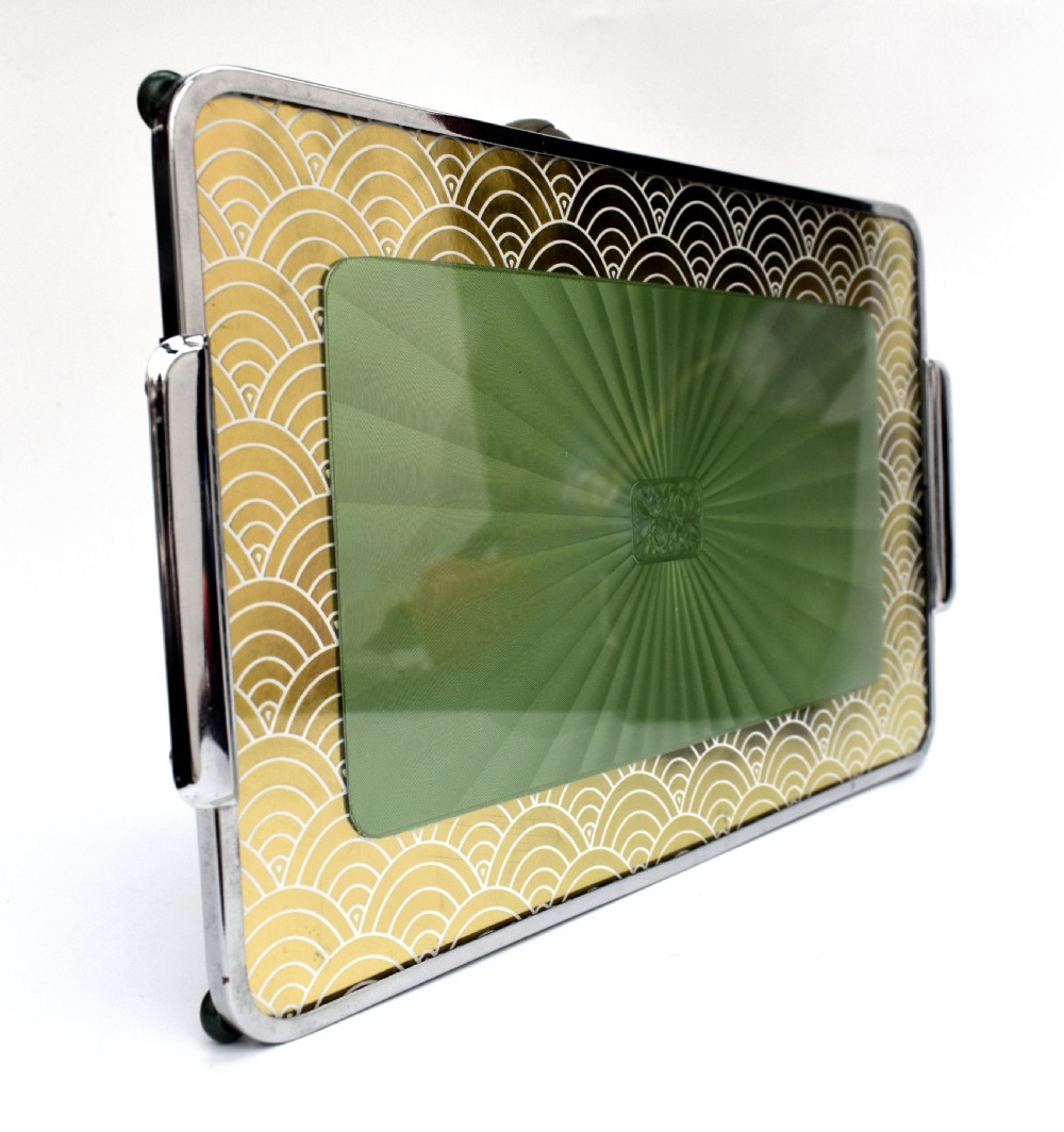 Art Deco Chrome & Glass Drinks Tray, 1930's View III