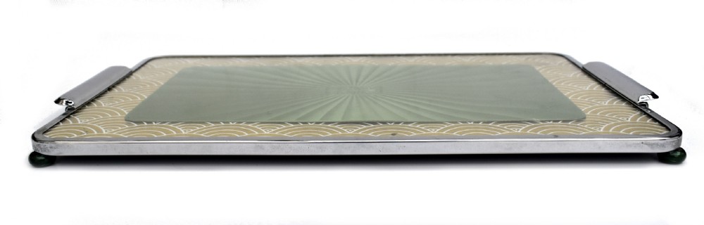 Art Deco Chrome & Glass Drinks Tray, 1930's View V