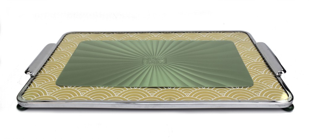 Art Deco Chrome & Glass Drinks Tray, 1930's View VI