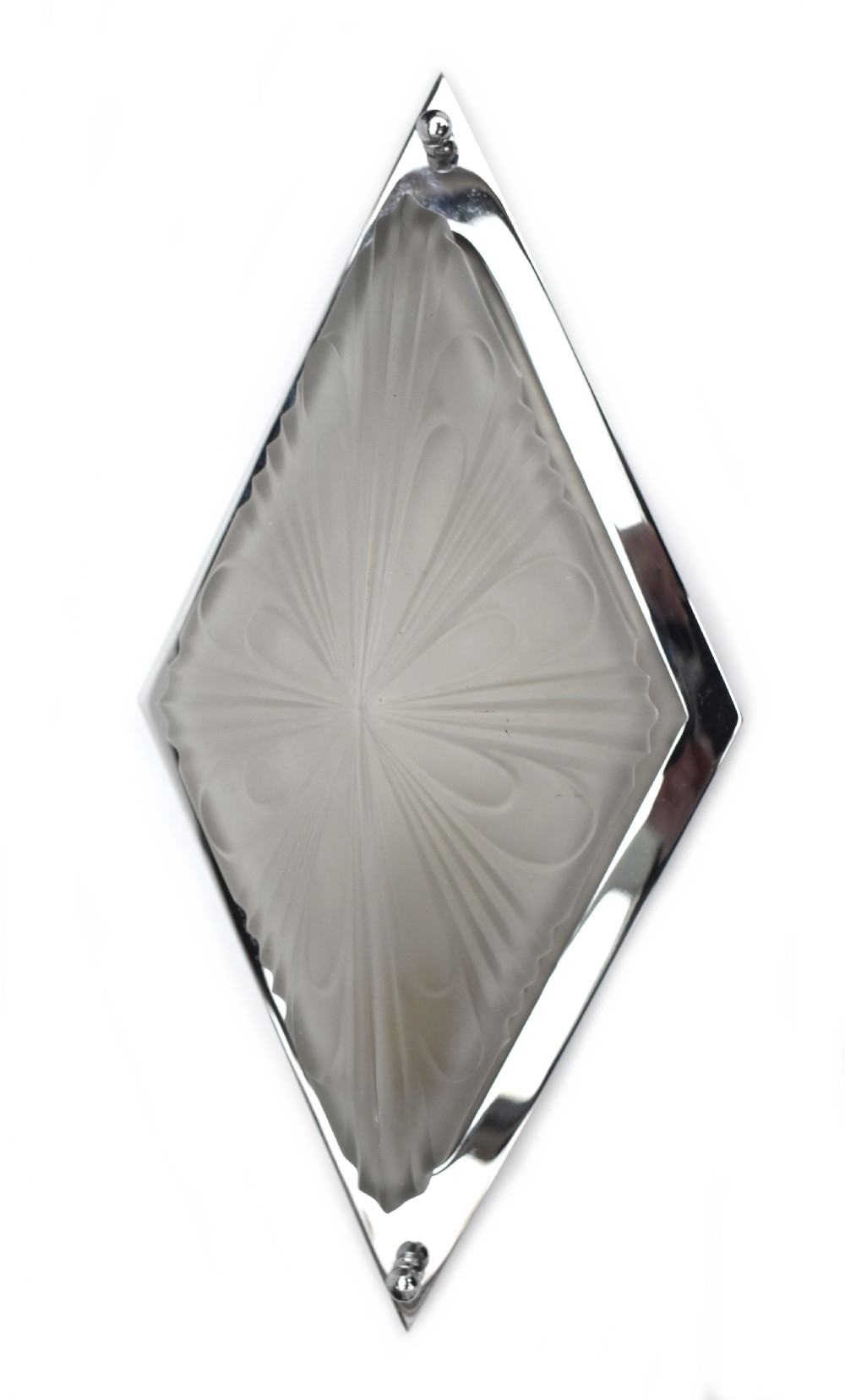Art Deco Superb Large Original Opaque Glass Chrome Wall Light 38cm Long, c1930