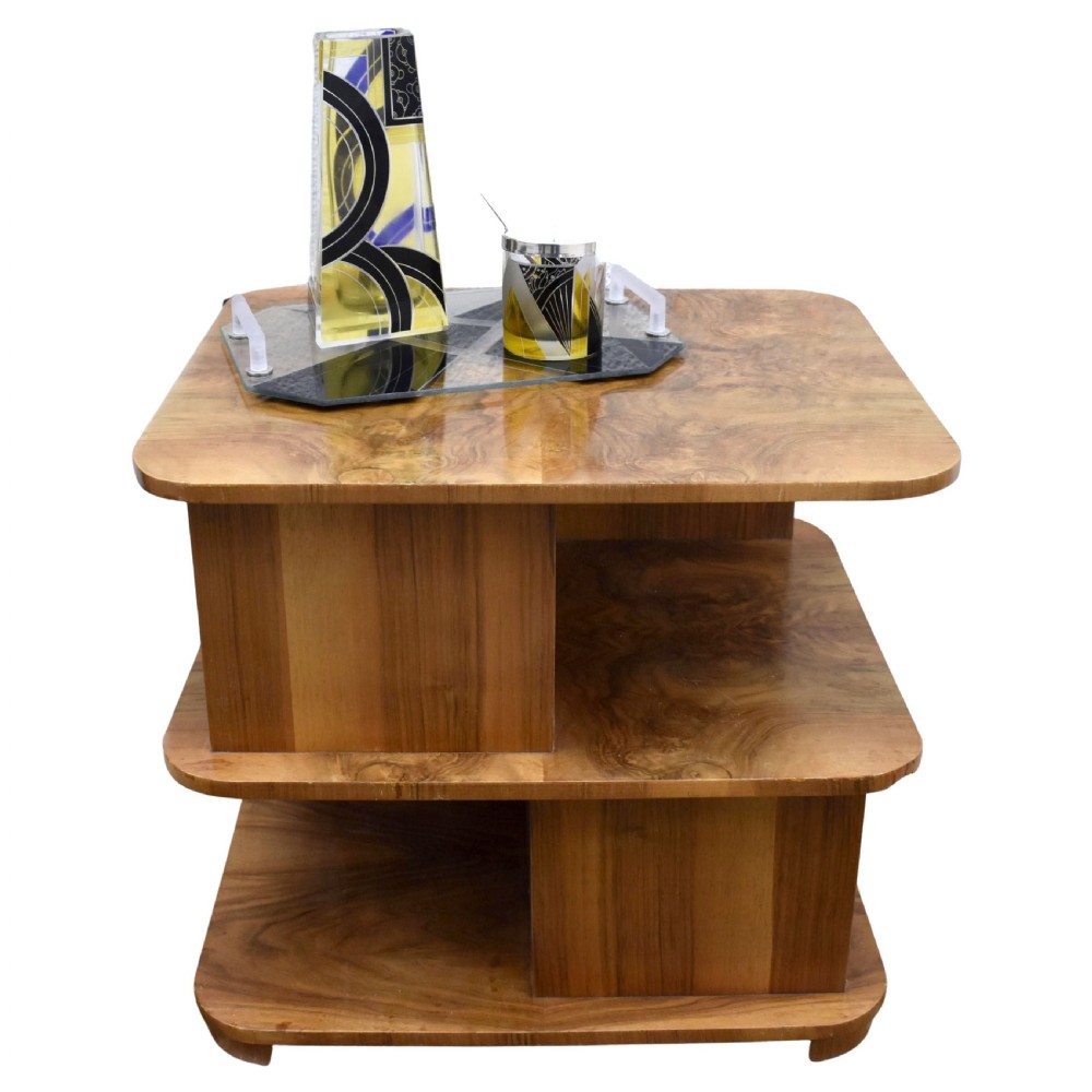 Art Deco Walnut Sectional Book Table, English, c1930 View IX