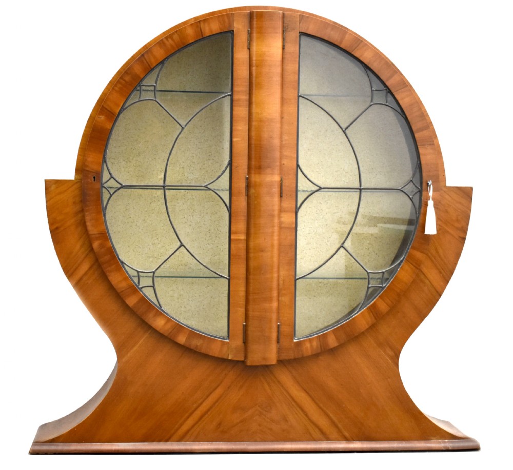 Art Deco Impressive Walnut Display Cabinet , c1930