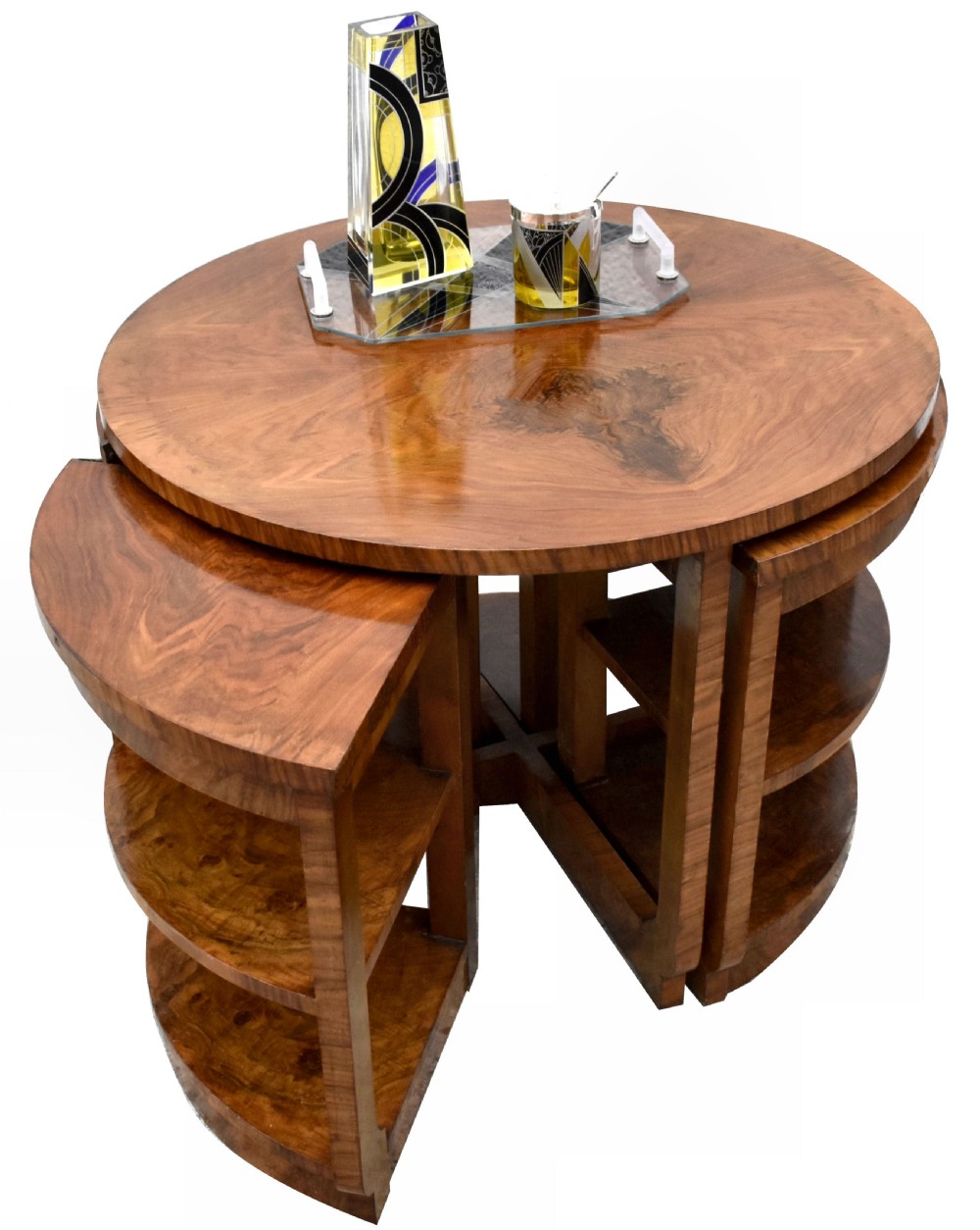 Art Deco Walnut Quintetto Nest Of Five Tables, c1930