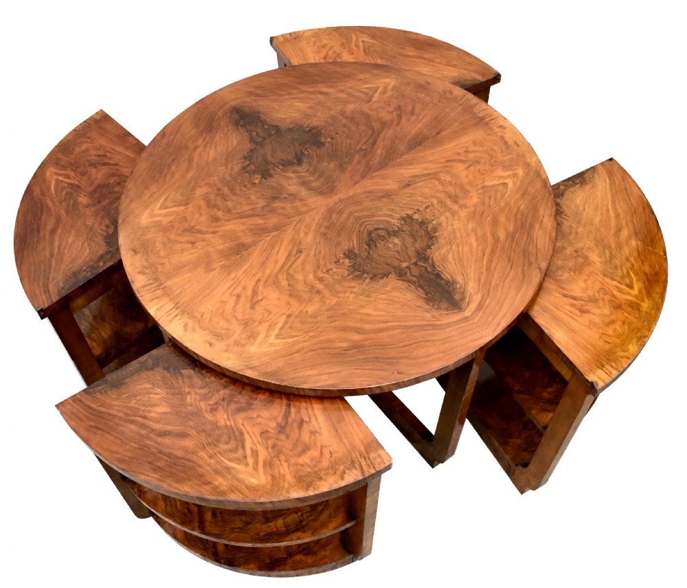 Art Deco Walnut Quintetto Nest Of Five Tables, c1930 View II