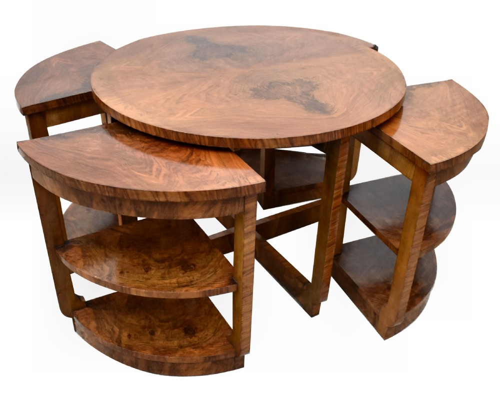Art Deco Walnut Quintetto Nest Of Five Tables, c1930 View V