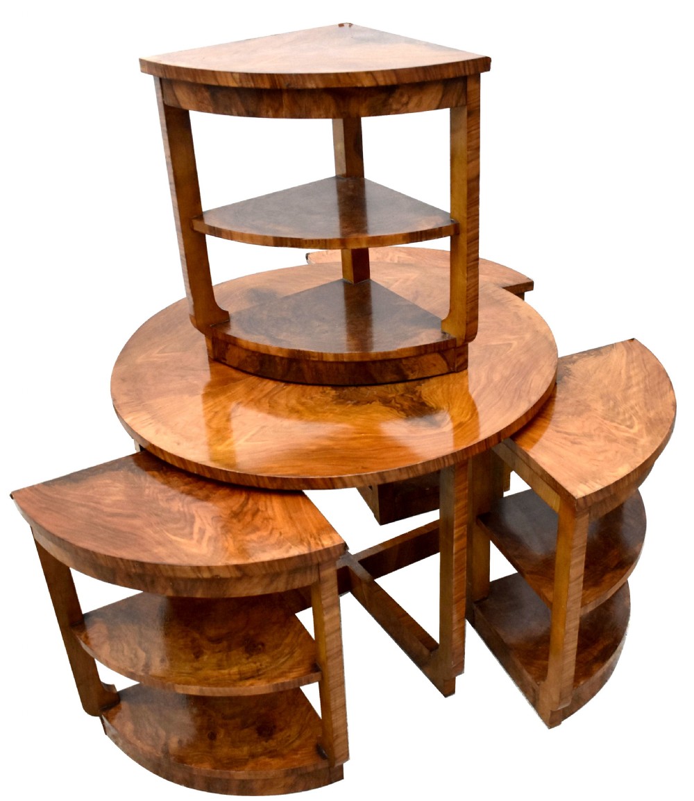 Art Deco Walnut Quintetto Nest Of Five Tables, c1930 View VII