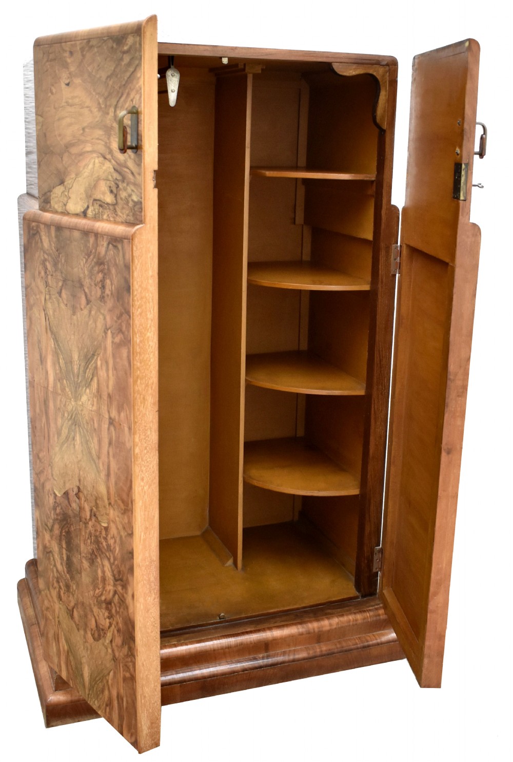 Art Deco Figured Walnut Single Wardrobe, c1930 View IV