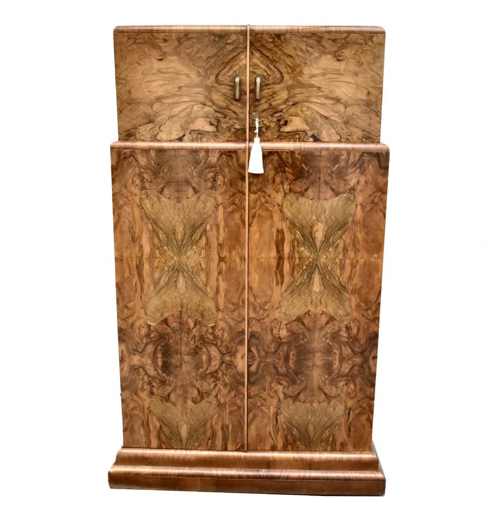 Art Deco Figured Walnut Single Wardrobe, c1930