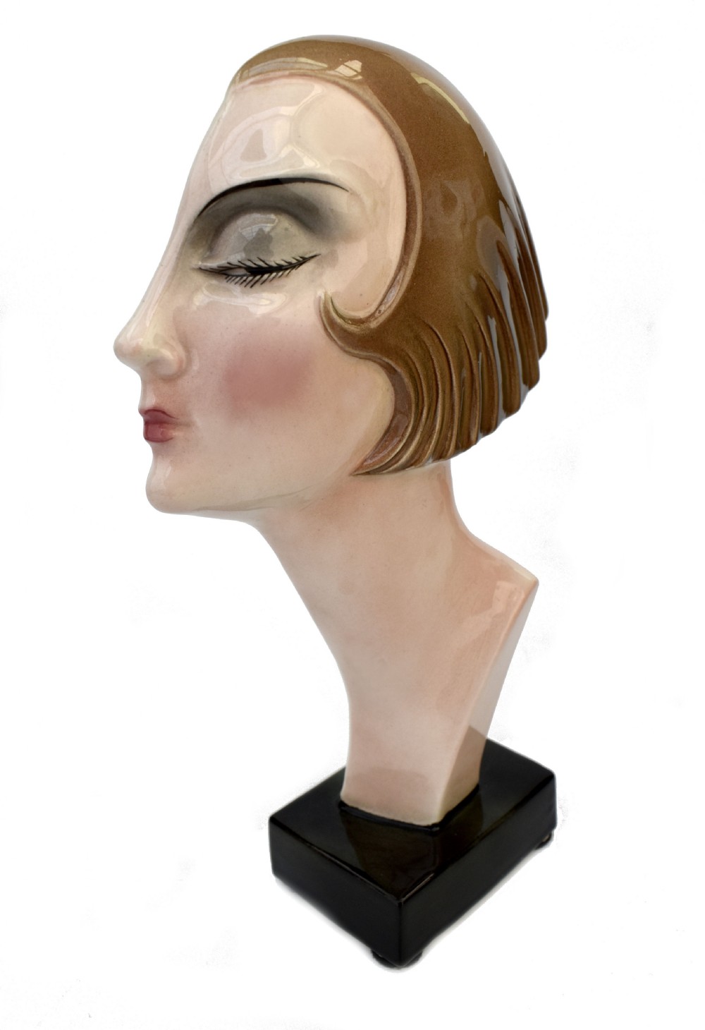 Art Deco Ceramic Head Bust By Katzhutte Hertwig & Co, c1930 View II