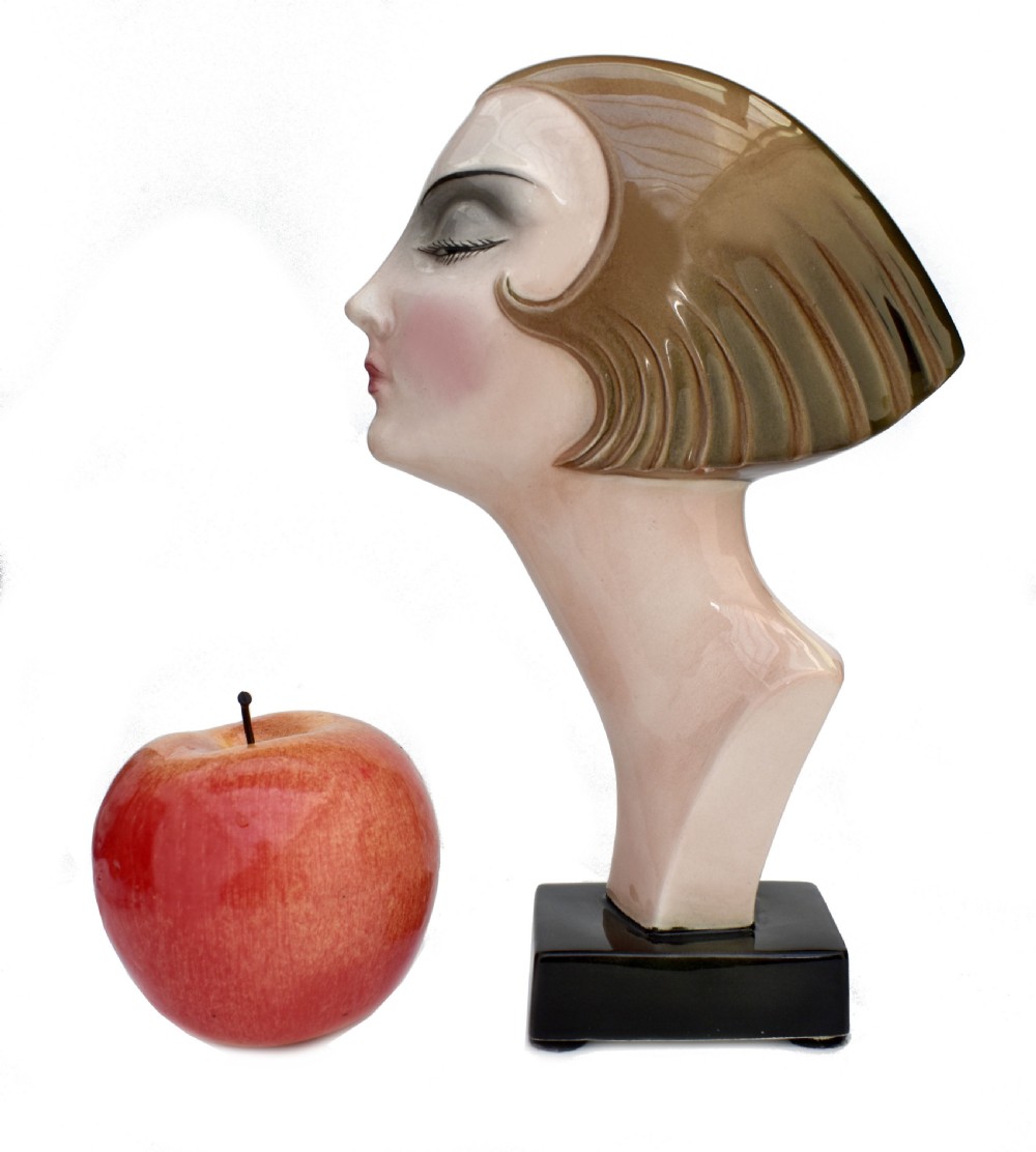 Art Deco Ceramic Head Bust By Katzhutte Hertwig & Co, c1930 View V