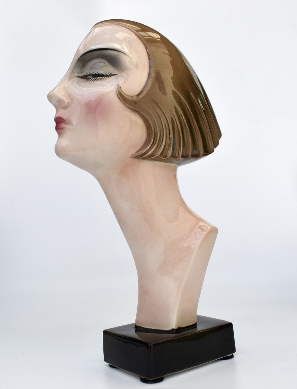 Art Deco Ceramic Head Bust By Katzhutte Hertwig & Co, c1930 View VII