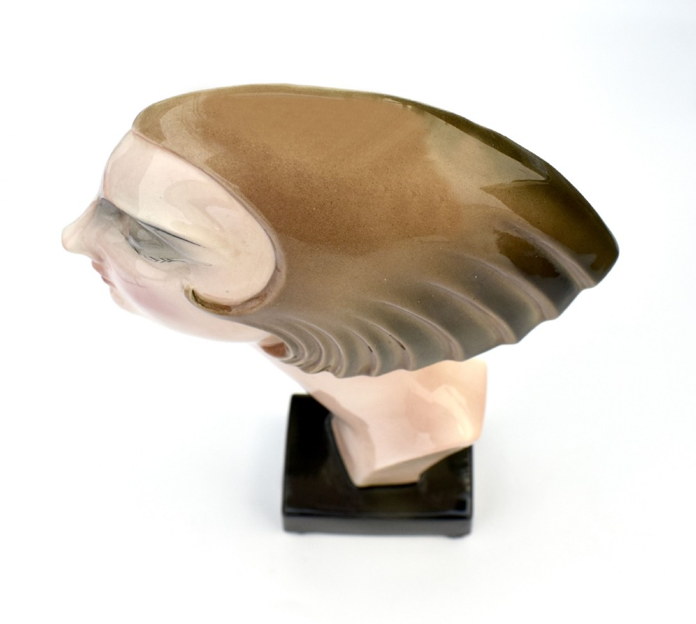 Art Deco Ceramic Head Bust By Katzhutte Hertwig & Co, c1930 View IX
