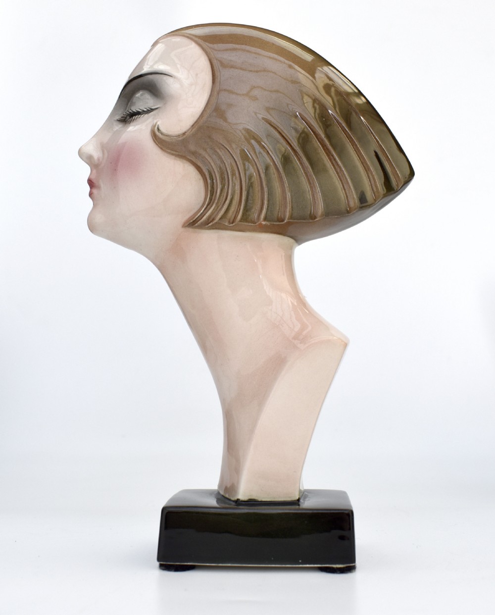 Art Deco Ceramic Head Bust By Katzhutte Hertwig & Co, c1930 View XII