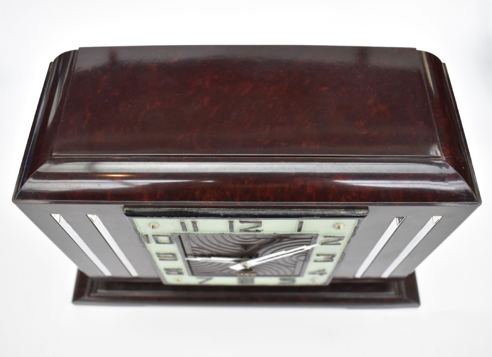 Art Deco French Bakelite Mantle clock By Jaz, c1930 View X