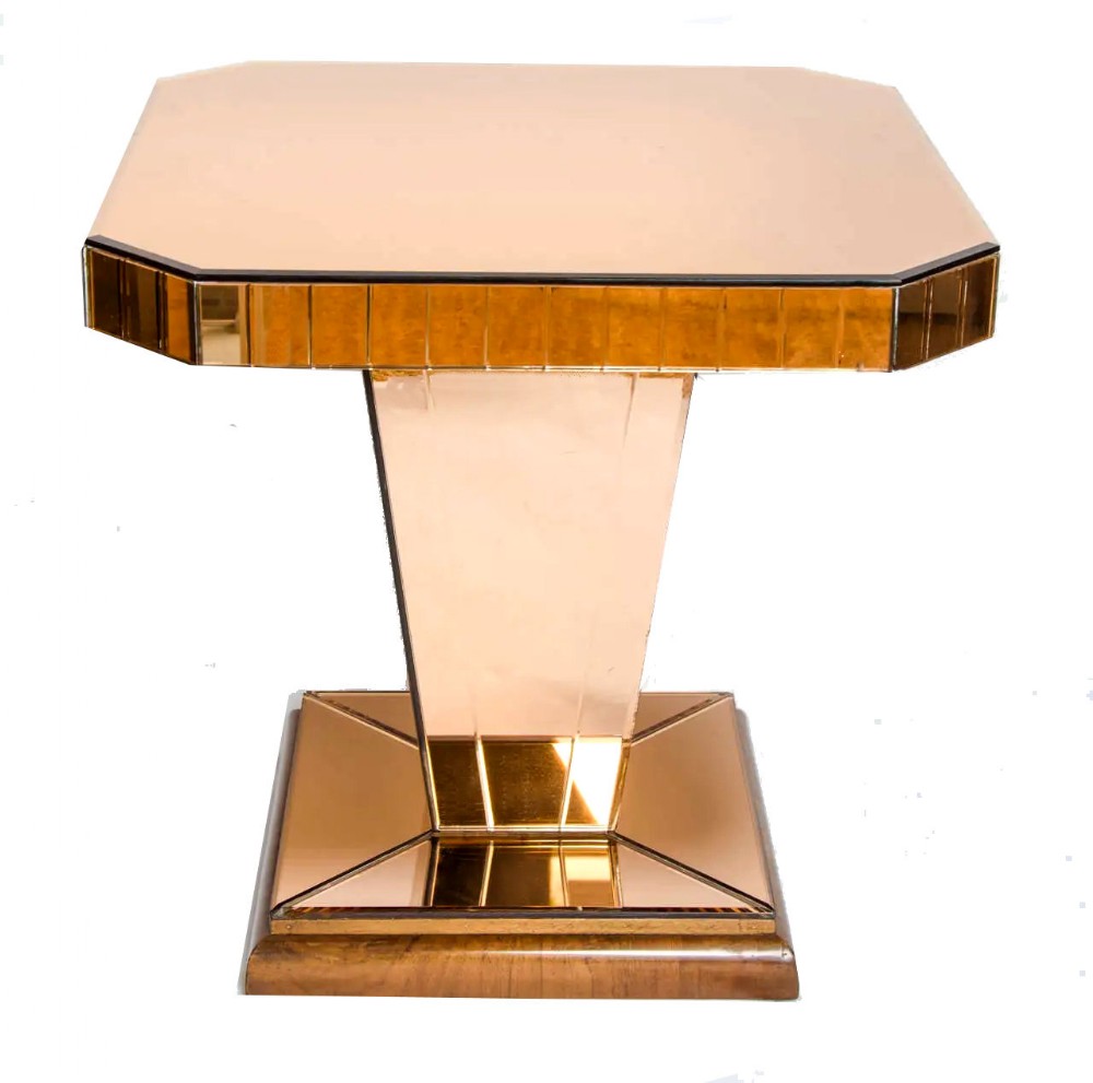 Art Deco Peach Mirror Glass Table, c1930