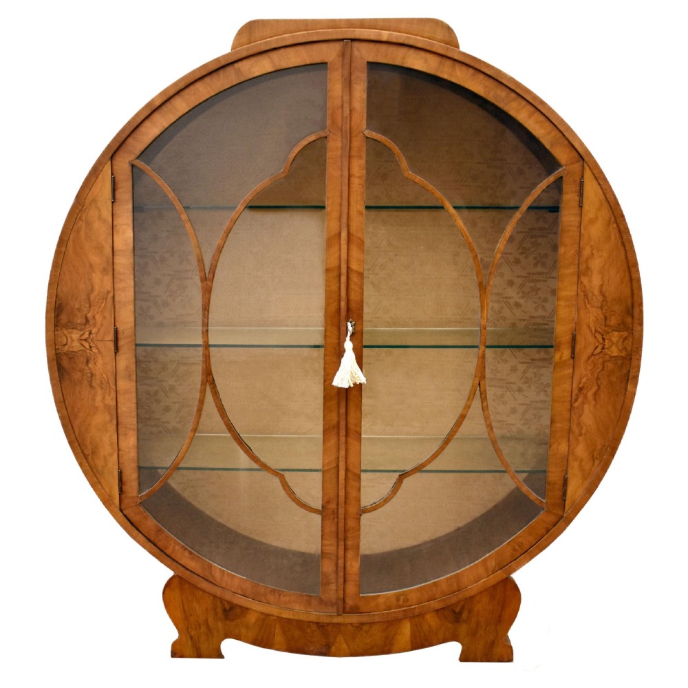 Art Deco Walnut Cloud Display Cabinet, c1930