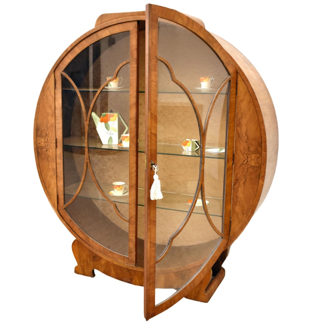 Art Deco Walnut Cloud Display Cabinet, c1930 View III