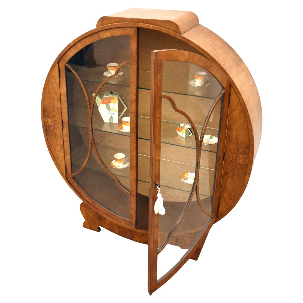 Art Deco Walnut Cloud Display Cabinet, c1930 View IV