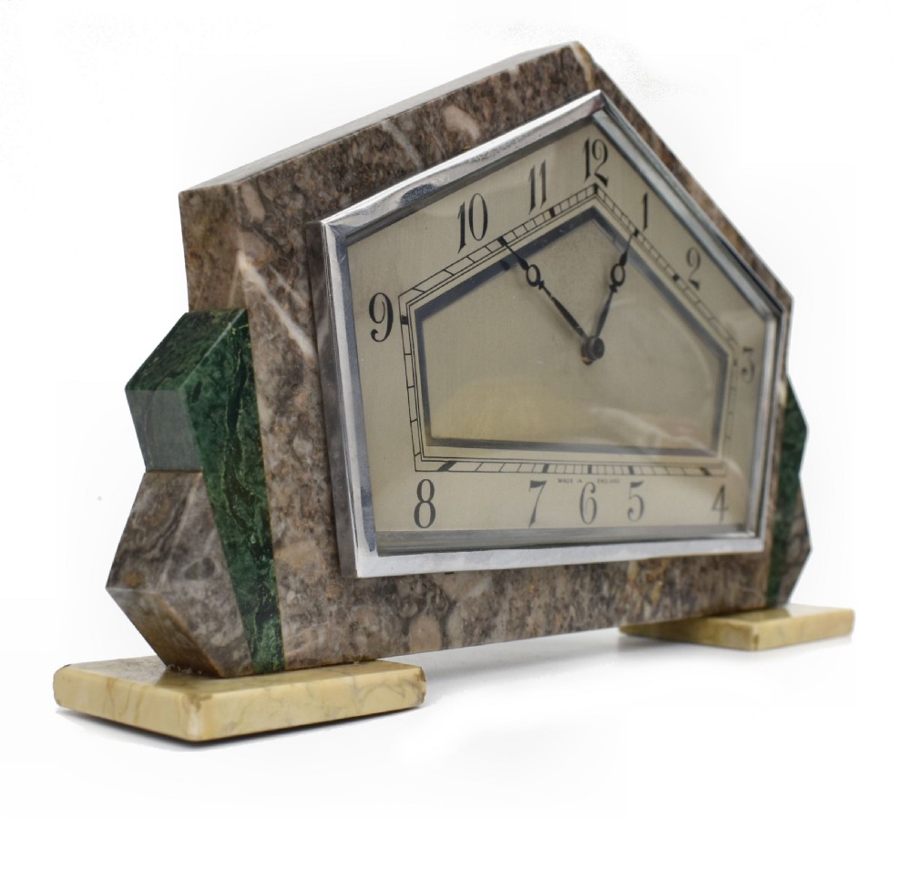 Art Deco English Mantle Clock , 8 Day, Serviced, c1930 View II