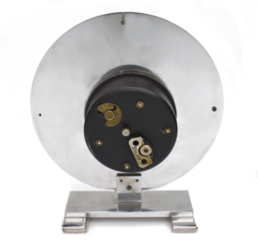 Art Deco English Chrome Clock , 8 Day, Mechanical, By Smiths ,c1930 View II