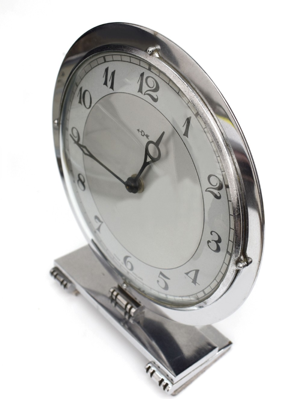 Art Deco English Chrome Clock , 8 Day, Mechanical, By Smiths ,c1930 View VI