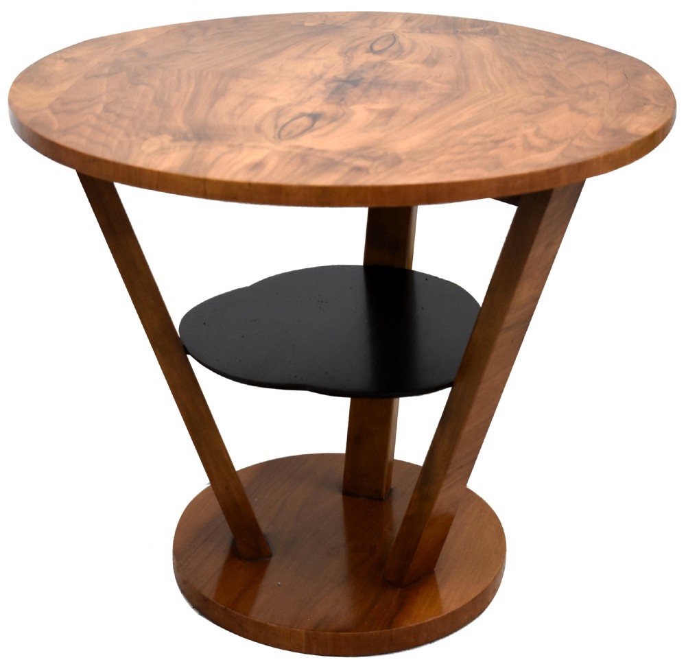 Art Deco Walnut Occasional Three Tier Table View IX