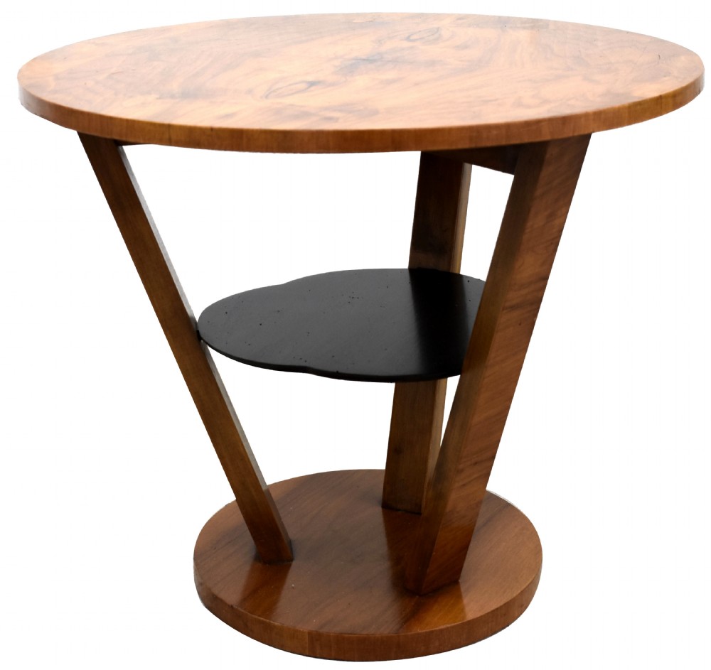 Art Deco Walnut Occasional Three Tier Table View X