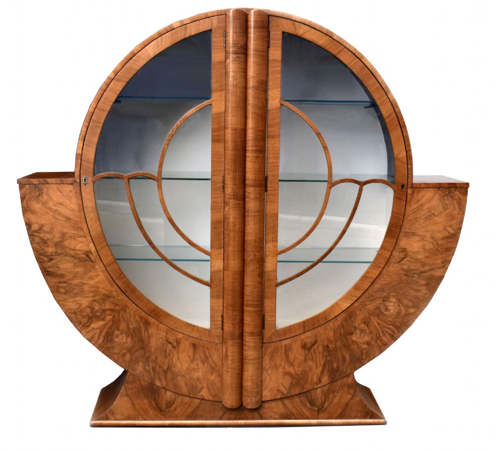 Art Deco Display Cabinet in Walnut, c1930s
