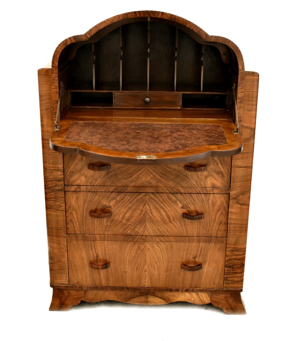 Art Deco Walnut Cloud Writing Bureau, c1930