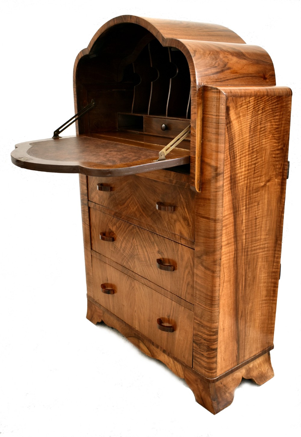 Art Deco Walnut Cloud Writing Bureau, c1930 View II