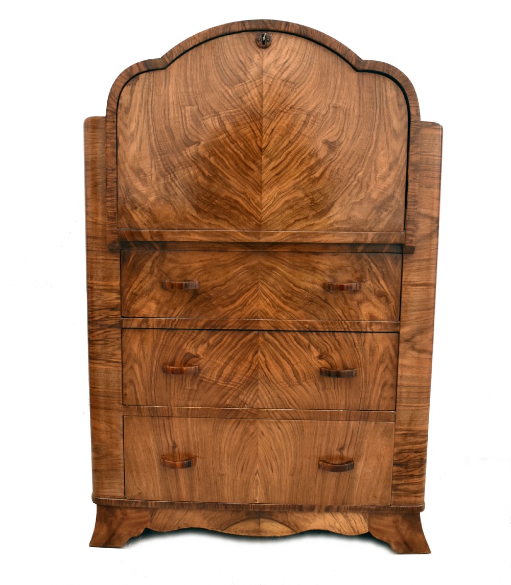 Art Deco Walnut Cloud Writing Bureau, c1930 View III