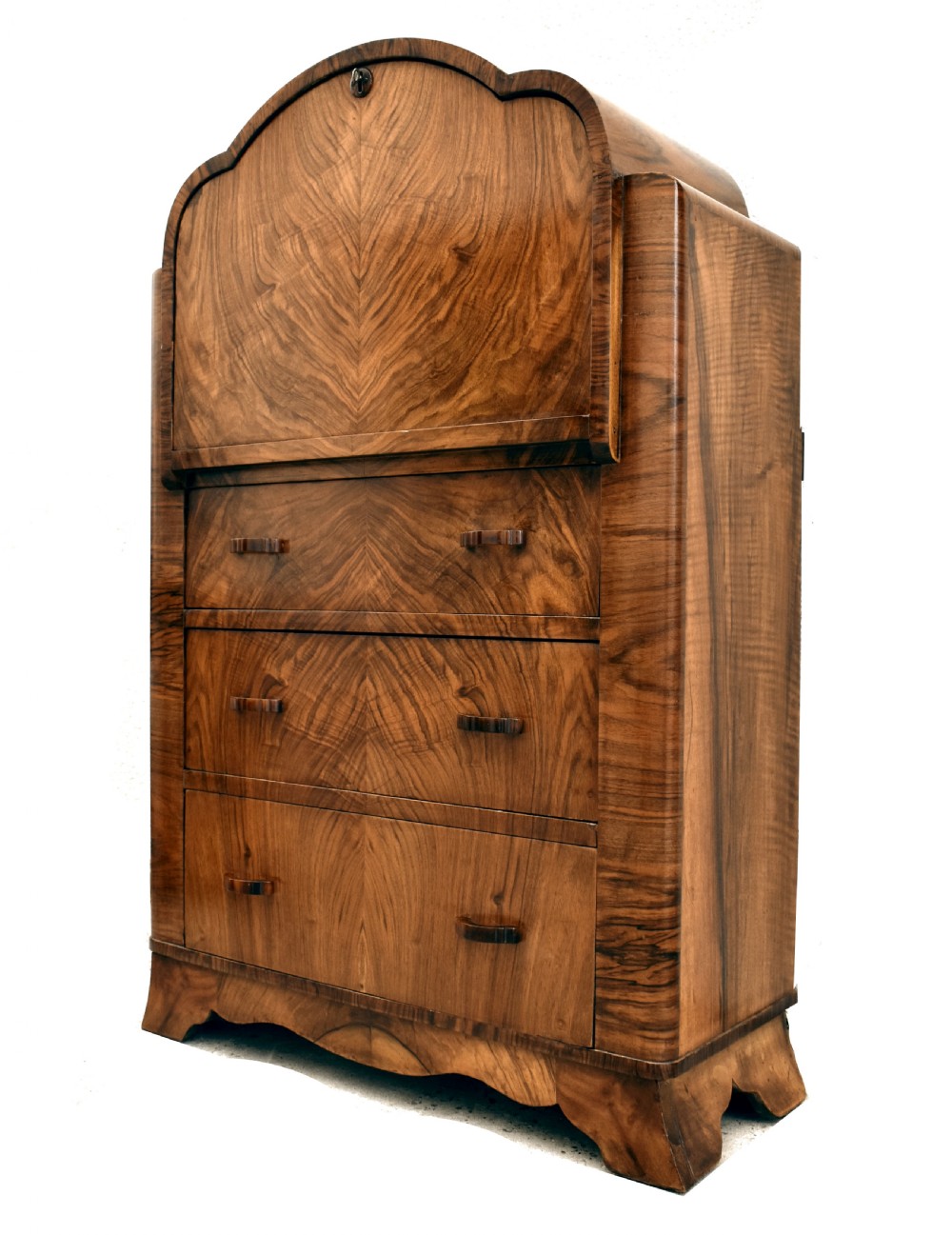 Art Deco Walnut Cloud Writing Bureau, c1930 View IV