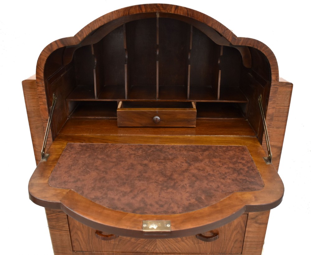 Art Deco Walnut Cloud Writing Bureau, c1930 View VII