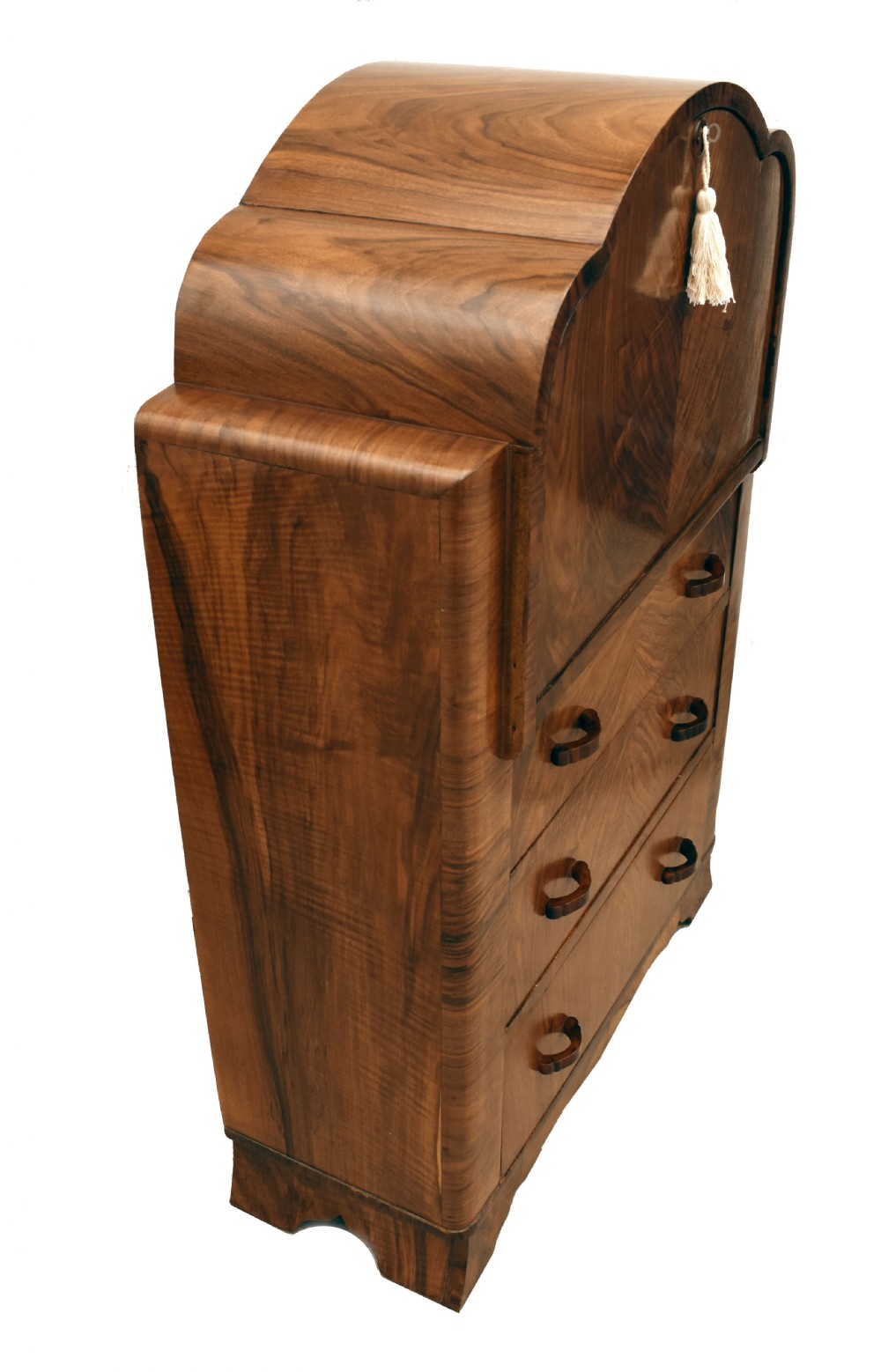Art Deco Walnut Cloud Writing Bureau, c1930 View IX