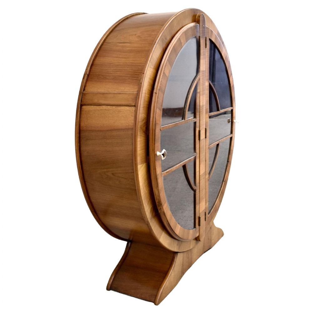 Art Deco Walnut Circular Display Cabinet, c1930s View II