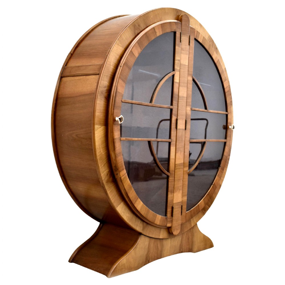Art Deco Walnut Circular Display Cabinet, c1930s View III