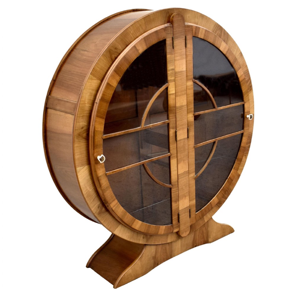 Art Deco Walnut Circular Display Cabinet, c1930s View IV
