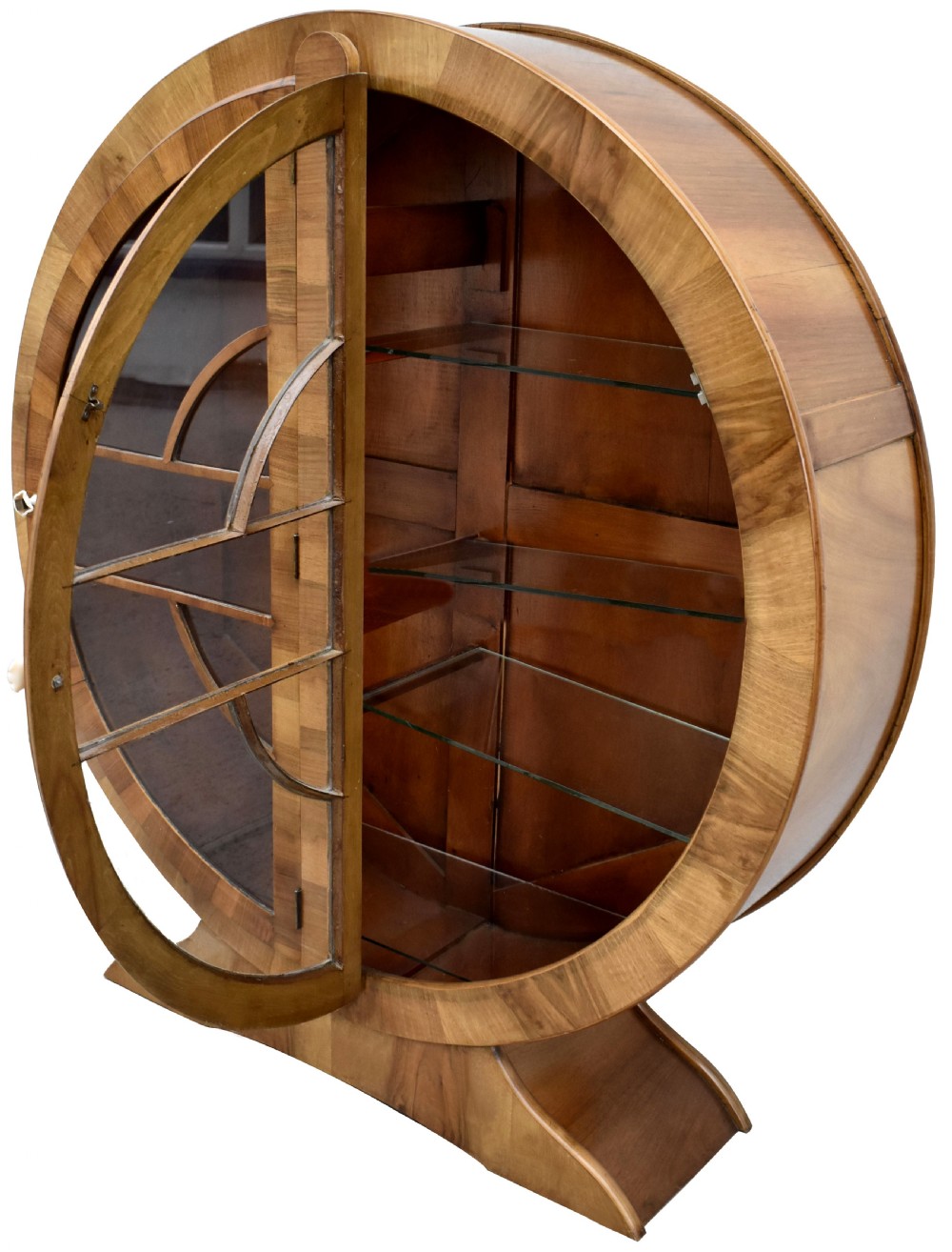 Art Deco Walnut Circular Display Cabinet, c1930s View VIII