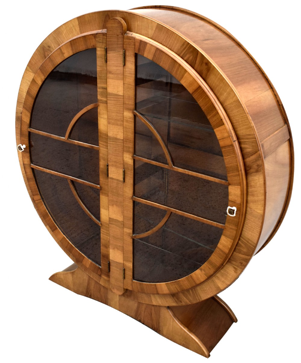 Art Deco Walnut Circular Display Cabinet, c1930s View IX